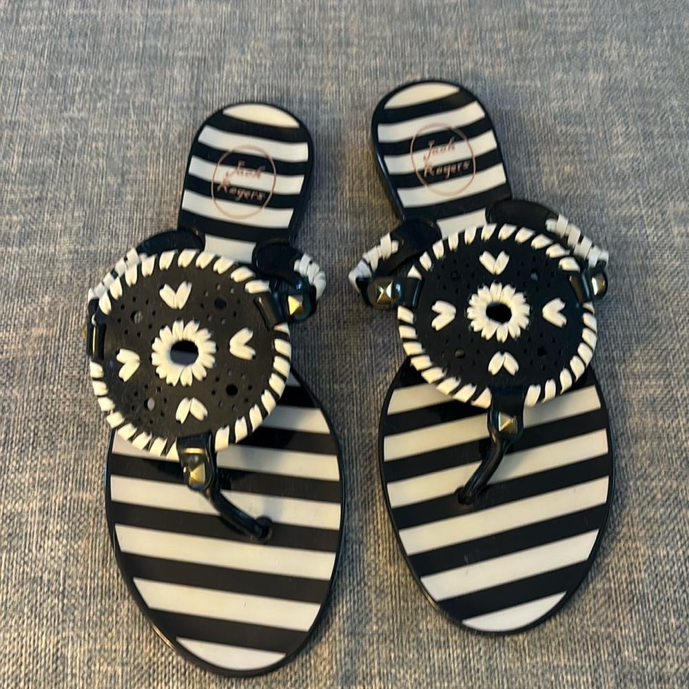 Jack Rogers jelly navy/white sandals, size 7